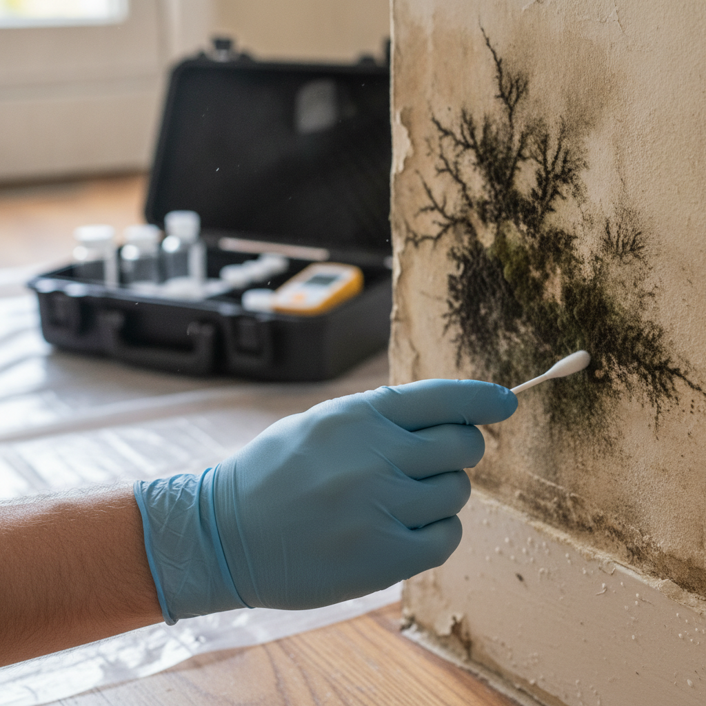 Mold Testing no peoples faces just hand