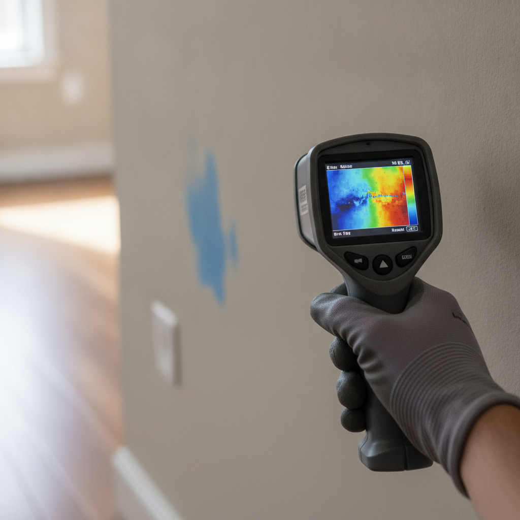 Moisture Inspection no peoples faces just hand termal view
